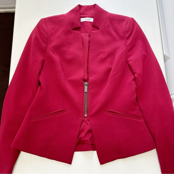 Ricki’s Blazer Cropped Slim Fit Zipper Front Ponte Knit Red Size 0 - Picture 10 of 16
